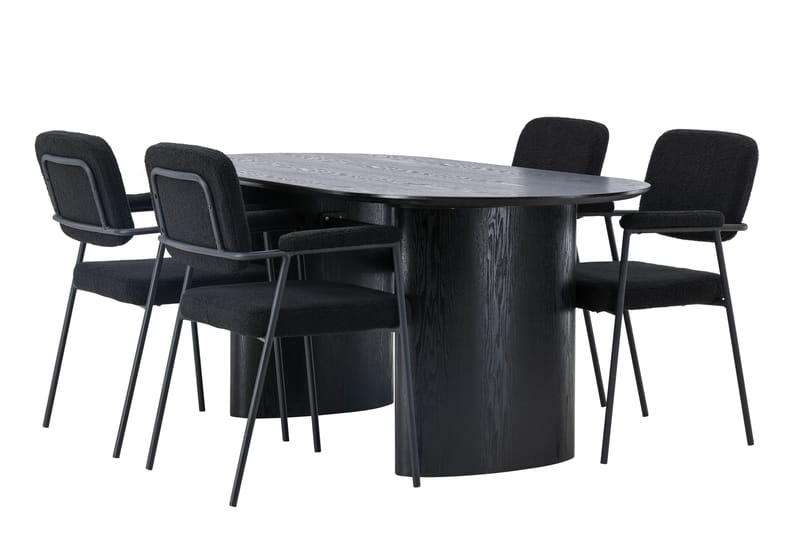 Isolde Matgrupp 180 cm Oval med 4 Yesterday stolar - Svart - Products - Möbler - Bord & matgrupp - Matgrupp