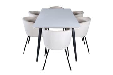 Jimmy Matgrupp 195 cm Rektangulär med 6 Berit stolar - Beige - Products - Möbler - Bord & matgrupp - Matgrupp