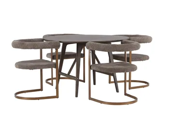 Kaseidon Matgrupp 100 cm Rund med 4 Morning stolar - Brun - Products - Möbler - Bord & matgrupp - Matgrupp