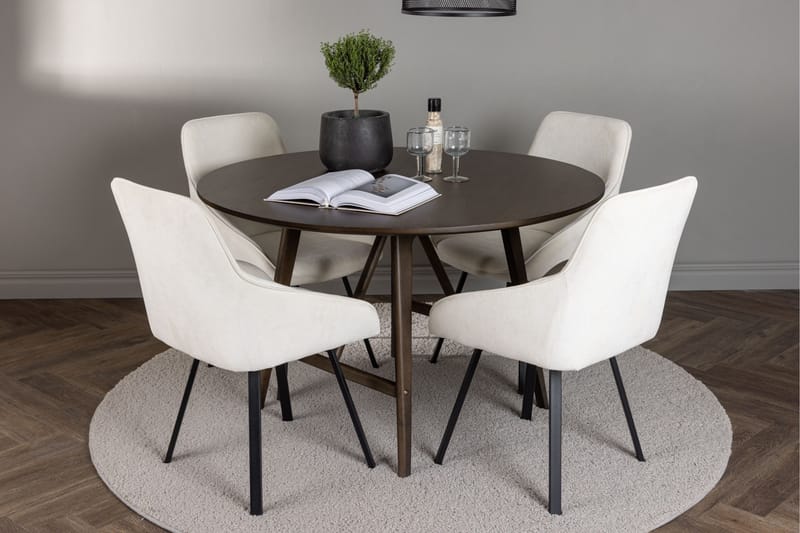 Kaseidon Matgrupp 100 cm Rund med 4 Rosie stolar - Beige - Products - Möbler - Bord & matgrupp - Matgrupp