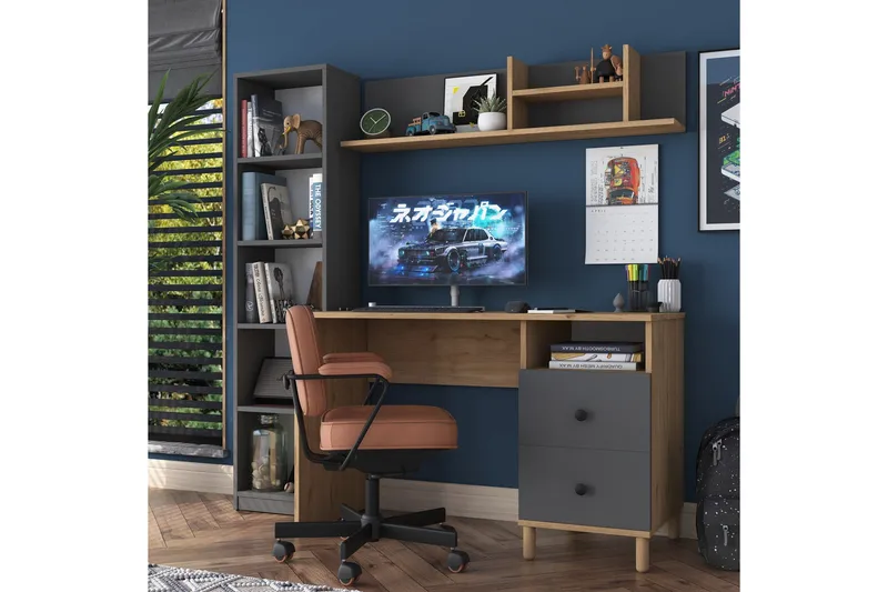 Eireann Skrivbord 50x120 cm - Valnöt/Antracit - Products - Möbler - Bord & matgrupp - Kontorsbord - Datorbord