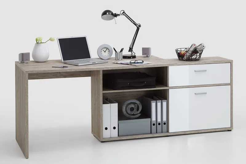 Mamoru Hörnskrivbord Sandek/Vit - Beige|Vit - Products - Möbler - Bord & matgrupp - Kontorsbord - Skrivbord - Hörnskrivbord