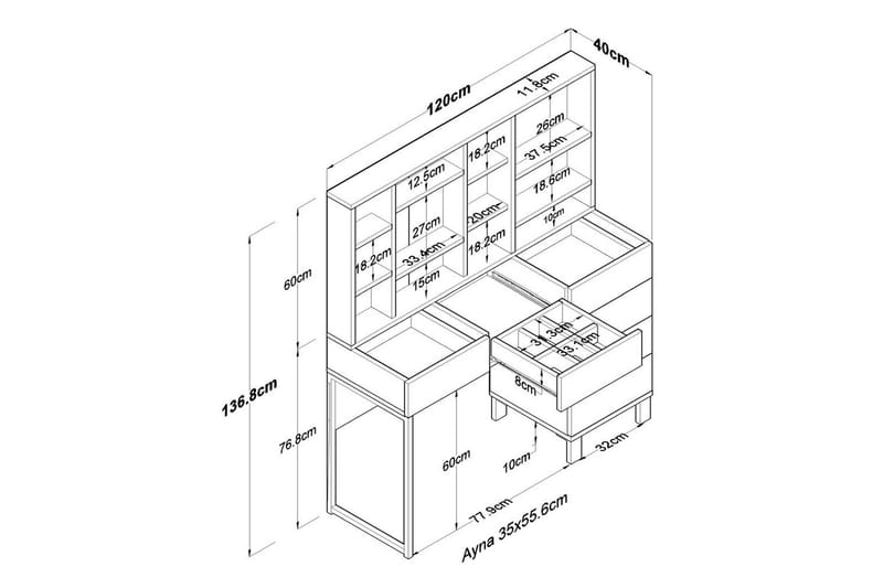 Talros Sminkbord 120 cm - Vit - Products - Möbler - Bord & matgrupp - Kontorsbord - Datorbord