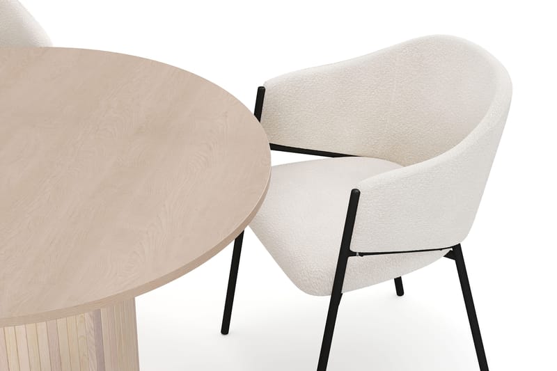 Kopparbo Matbord 106 cm med 4 Filip Matstolar - White / Vit Bouclé - Products - Möbler - Bord & matgrupp - Matgrupp