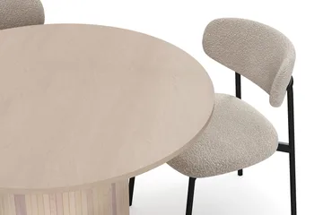 Kopparbo Matbord 106 cm med 4 Lucy Matstolar - White / Greige Bouclé / Metallben Svart - Products - Möbler - Bord & matgrupp - Matgrupp