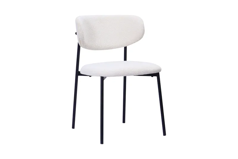 Kopparbo Matbord 106 cm med 4 Lucy Matstolar - White / Vit Bouclé / Metallben Svart - Products - Möbler - Bord & matgrupp - Matgrupp