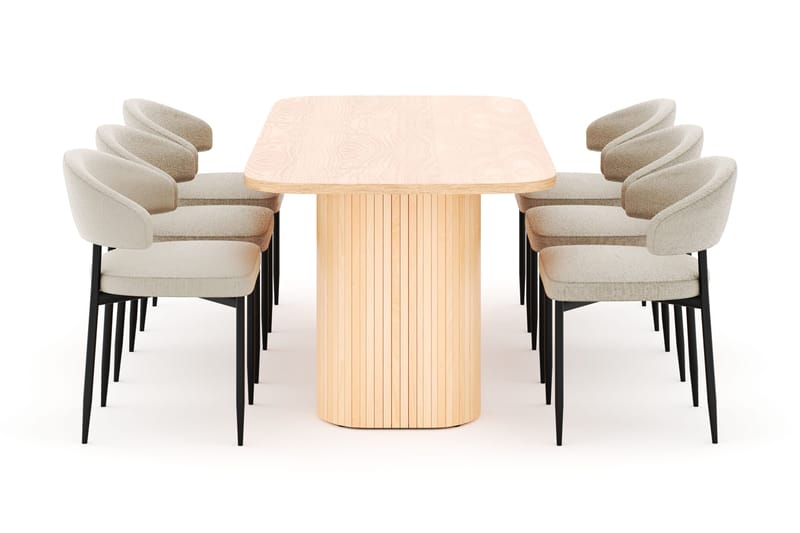 Kopparbo Matbord 200 cm med 6 Sawako Stolar - Natur - Products - Möbler - Bord & matgrupp - Matgrupp