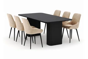 Kopparbo Matgrupp 200-206cm med 6 Alsarp Matstolar - Svart - Products - Möbler - Bord & matgrupp - Matgrupp