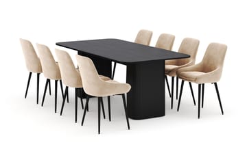 Kopparbo Matgrupp 200-206cm med 8 Alsarp Matstolar - Svart - Products - Möbler - Bord & matgrupp - Matgrupp