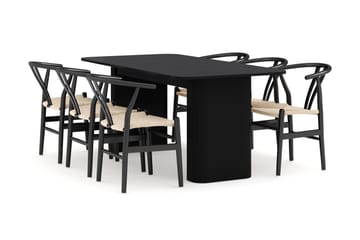 Kopparbo Matgrupp förlängningsbart 180-240 cm med 6 Dastoori Matstol - 2220067-6,2229285-1 - Svart - Products - Möbler - Bord & matgrupp - Matgrupp