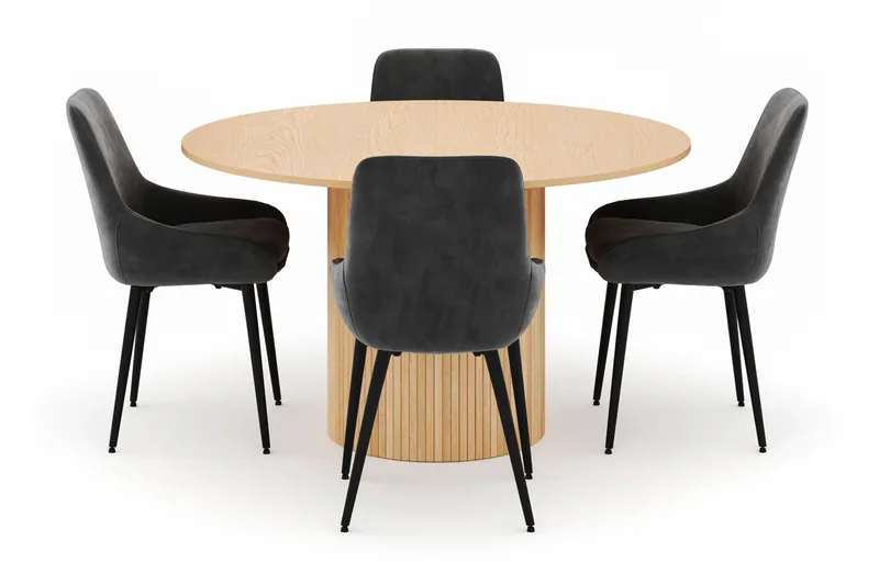 Kopparbo Rund Matgrupp 130-150 cm 4 Alsarp Matstolar - Natural - Products - Möbler - Bord & matgrupp - Matgrupp