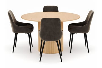 Kopparbo Rund Matgrupp 130-150 cm 4 Alsarp Matstolar - Natural - Products - Möbler - Bord & matgrupp - Matgrupp