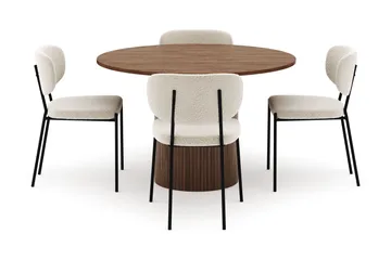 Kopparbo Runt Matbord 120 cm med 4 Gemmiano Stolar - Mörkbrun - Products - Möbler - Bord & matgrupp - Matgrupp