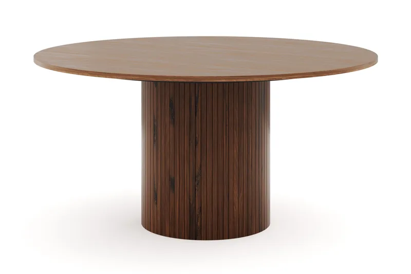 Kopparbo Runt Matbord 150 cm med 6 Filip Matstolar - Valnöt / Vit Bouclé - Products - Möbler - Bord & matgrupp - Matgrupp