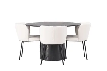 Lanzo Matgrupp 120 cm Rund med 4 Edina Stolar - Mocca - Products - Möbler - Bord & matgrupp - Matgrupp