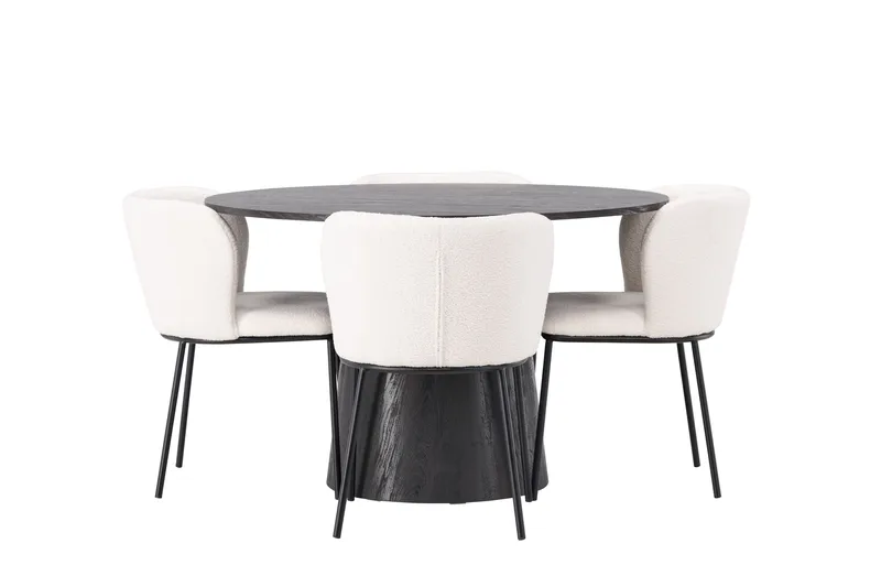 Lanzo Matgrupp 120 cm Rund med 4 Edina Stolar - Mocca - Products - Möbler - Bord & matgrupp - Matgrupp