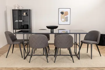 Leif Matgrupp 200 cm Rektangulär med 6 Velvet stolar - Svart - Products - Möbler - Bord & matgrupp - Matgrupp