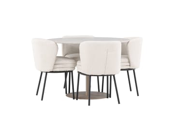 Lycke Matgrupp 110 cm Rund med 4 Agnes stolar - Beige/Vit - Products - Möbler - Bord & matgrupp - Matgrupp