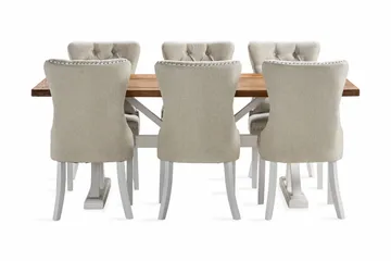 Lyon Förlängningsbar Matgrupp 200 cm inkl 6 Bergviken Stolar - Brun/Vit - Products - Möbler - Bord & matgrupp - Matgrupp