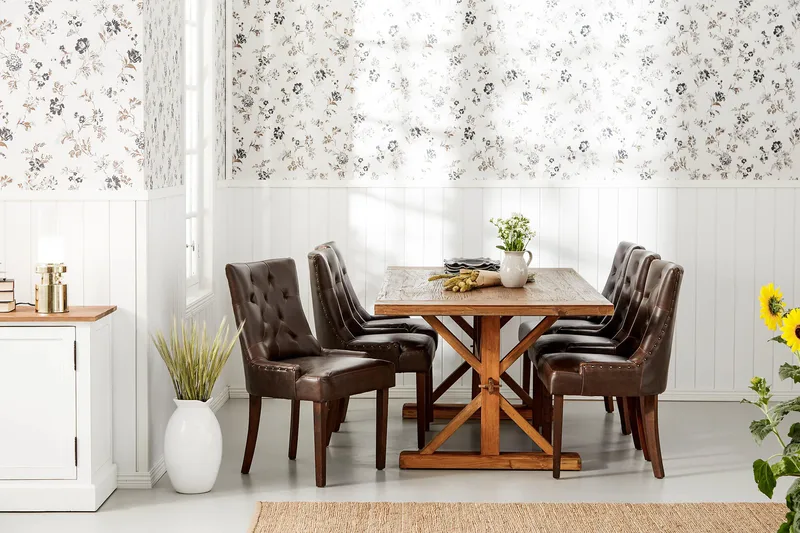 Lyon Förlängningsbar Matgrupp 200 cm med 6 Tuva Fåtölj - Natur/Brun - Products - Möbler - Bord & matgrupp - Matgrupp