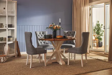 Lyon Matgrupp 120 cm Rund inkl 4 Bergviken Stolar - Brun/Vit - Products - Möbler - Bord & matgrupp - Matgrupp