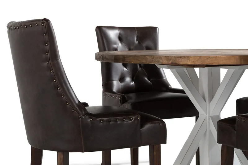 Lyon Matgrupp Rund med 4 st Tuva Fåtölj Konstläder - Trä/Vit/Svart PU - Products - Möbler - Bord & matgrupp - Matgrupp