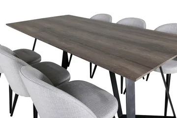 Malvina Matgrupp 180 cm inkl 6 Sedavi Stolar - Grå/Svart - Products - Möbler - Bord & matgrupp - Matgrupp