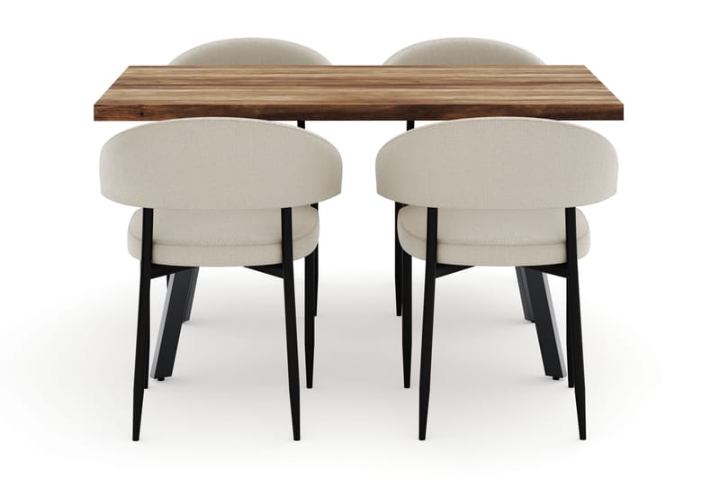 Marcelen Matbord Förlängningsbart med 4 Sawako Stolar - Brun - Products - Möbler - Bord & matgrupp - Matgrupp