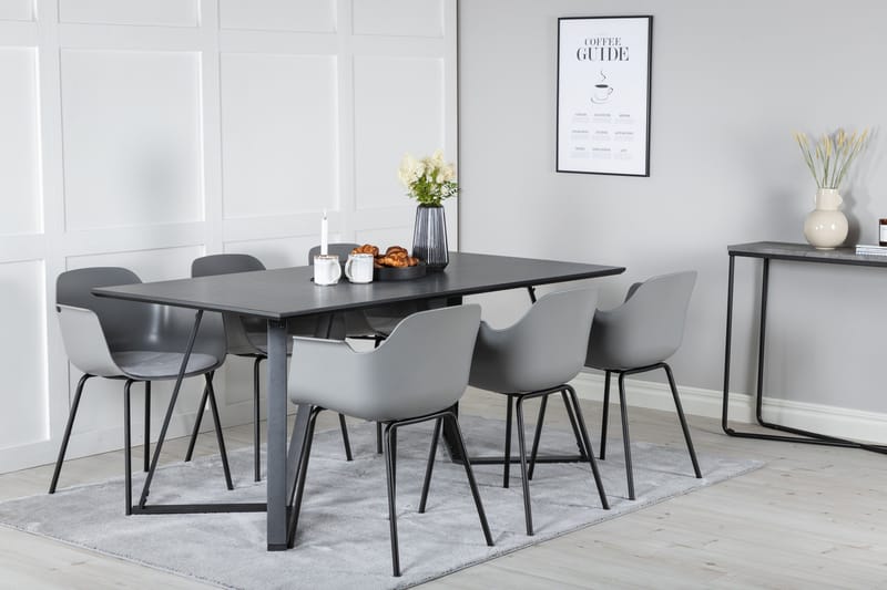 Marina Matgrupp 180 cm Rektangulär med 6 Comfort stolar - Svart - Products - Möbler - Bord & matgrupp - Matgrupp