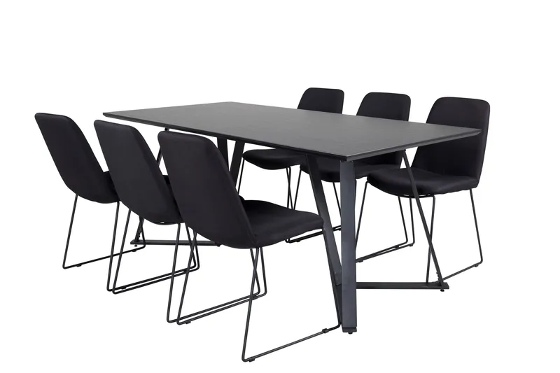 Marina Matgrupp 180 cm Rektangulär med 6 Muce stolar - Svart - Products - Möbler - Bord & matgrupp - Matgrupp