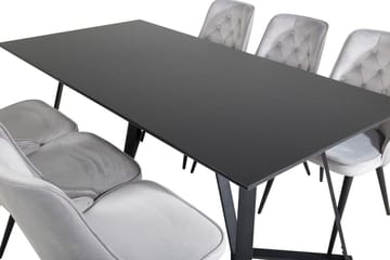 Marina Matgrupp 180 cm Rektangulär med 6 Velvet Deluxe stolar - Svart - Products - Möbler - Bord & matgrupp - Matgrupp