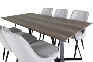 Marina Matgrupp 180 cm Rektangulär med 6 Velvet Deluxe stolar - Svart - Products - Möbler - Bord & matgrupp - Matgrupp