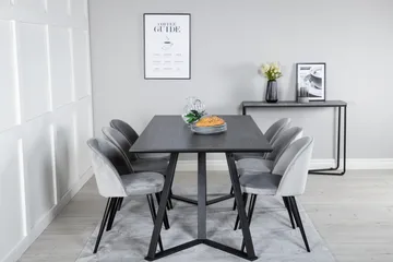 Marina Matgrupp 180 cm Rektangulär med 6 Velvet stolar - Svart - Products - Möbler - Bord & matgrupp - Matgrupp