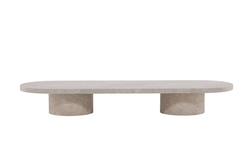 Narvik Travertin Ovalt Soffbord 190x60 cm, Beige / Ljus