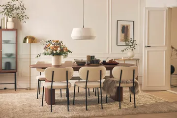 Noira Matbord 220 cm Massiv Valnöt med 6st Gemmiano Matstol - Brun / Teddy / Trä - Products - Möbler - Bord & matgrupp - Matgrupp