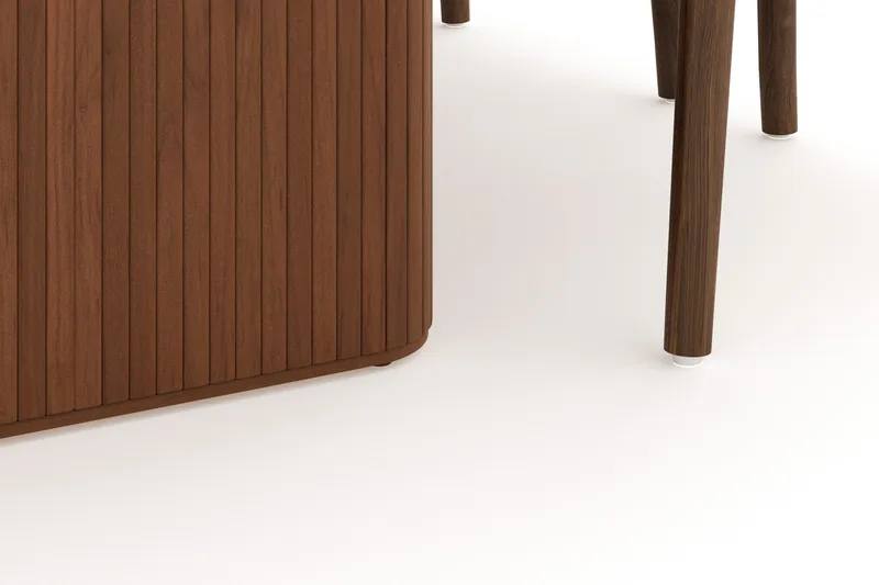 Noira Matgrupp 220 cm Massiv Valnöt med 6 Dastoori Matstolar - Ribbad / Natur / Mörkbrun / Brunt Trä - Products - Möbler - Bord & matgrupp - Matgrupp