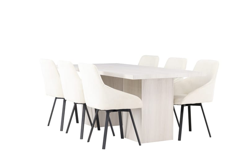 Olga Matgrupp 200 cm Rektangulär med 6 Rosie Stolar - Vit - Products - Möbler - Bord & matgrupp - Matgrupp