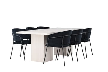 Olga Matgrupp 200 cm Rektangulär med 6 Selma Stolar - Svart - Products - Möbler - Bord & matgrupp - Matgrupp
