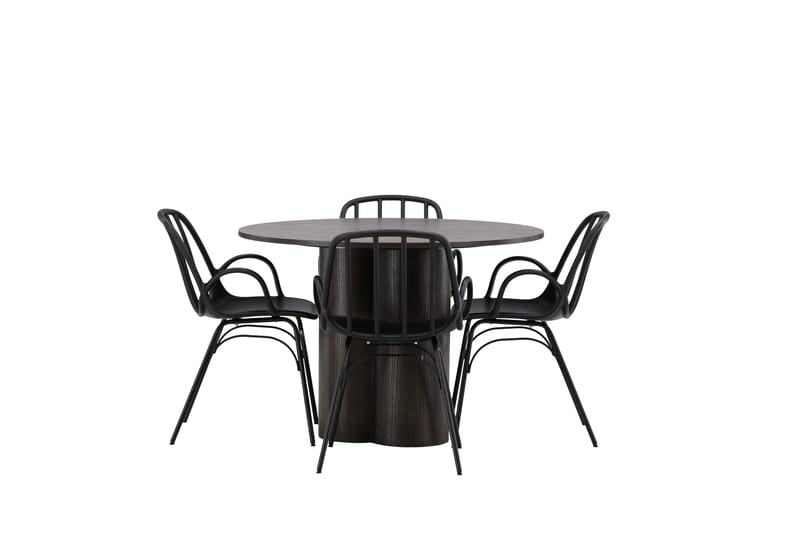 Olivia Matgrupp 110 cm Rund med 4 Dyrön stolar - Svart - Products - Möbler - Bord & matgrupp - Matgrupp