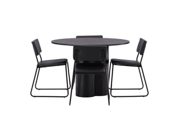 Olivia Matgrupp 110 cm Rund med 4 Kenth Stolar - Svart - Products - Möbler - Bord & matgrupp - Matgrupp