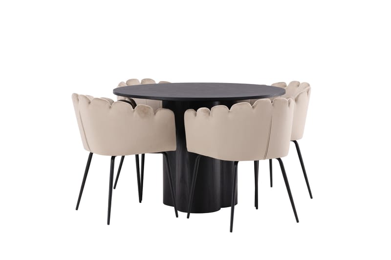 Olivia Matgrupp 110 cm Rund med 4 Limhamn Stolar - Beige - Products - Möbler - Bord & matgrupp - Matgrupp