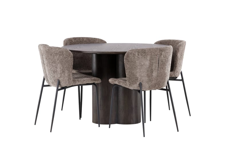 Olivia Matgrupp 110 cm Rund med 4 Modesto stolar - Beige - Products - Möbler - Bord & matgrupp - Matgrupp