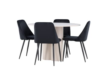 Olivia Matgrupp 110 cm Rund med 4 Night stolar - Beige/Svart - Products - Möbler - Bord & matgrupp - Matgrupp