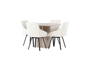 Olivia Matgrupp 110 cm Rund med 4 Rosie stolar - Beige - Products - Möbler - Bord & matgrupp - Matgrupp