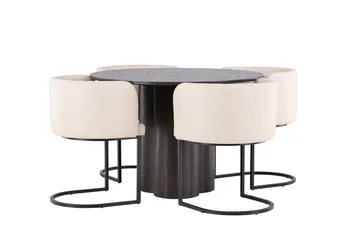 Olivia Matgrupp 110 cm Rund med 4 Simrishamn stolar - Beige - Products - Möbler - Bord & matgrupp - Matgrupp