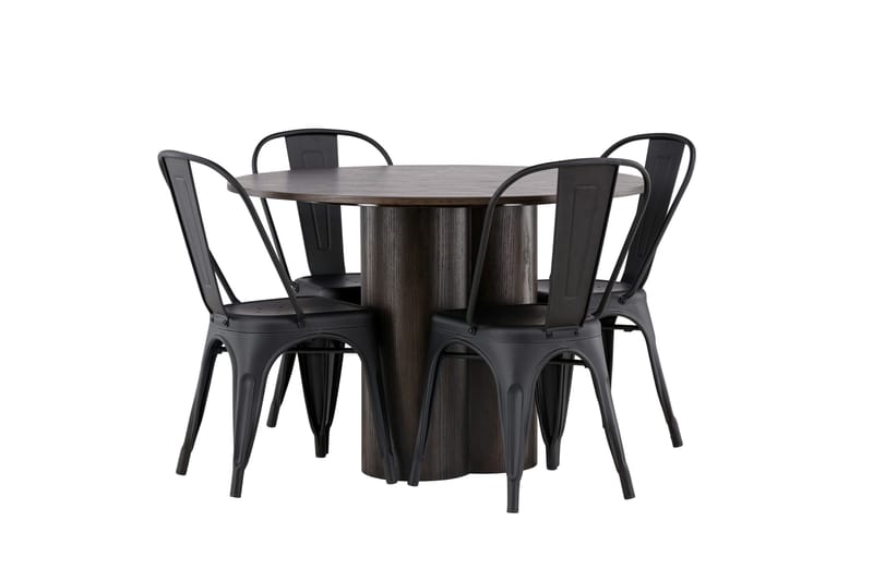 Olivia Matgrupp 110 cm Rund med 4 Tempe Stolar - Svart - Products - Möbler - Bord & matgrupp - Matgrupp
