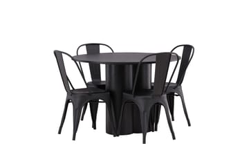 Olivia Matgrupp 110 cm Rund med 4 Tempe Stolar - Svart - Products - Möbler - Bord & matgrupp - Matgrupp