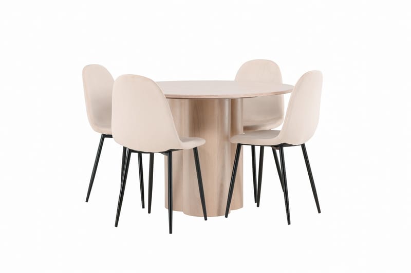 Olivia Matgrupp 110 cm Rund med 4 Polar stolar - Whitewash - Products - Möbler - Bord & matgrupp - Matgrupp