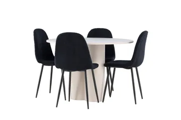 Olivia Matgrupp 110 cm Rund med 4 Polar stolar - Beige/Svart - Products - Möbler - Bord & matgrupp - Matgrupp