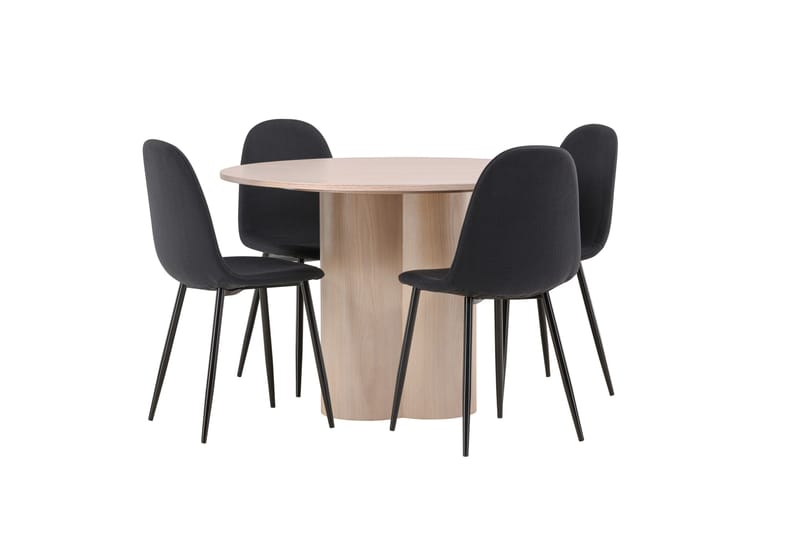 Olivia Matgrupp 110 cm Rund med 4 Polar stolar - Whitewash - Products - Möbler - Bord & matgrupp - Matgrupp
